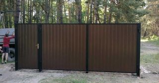 Купить распашные ворота из профнастила Мыски, цена от 2784 руб.